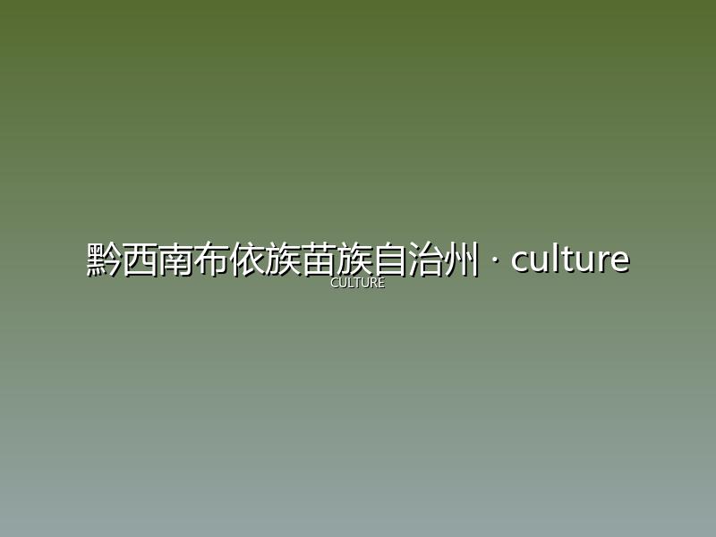 黔西南布依族苗族自治州 culture